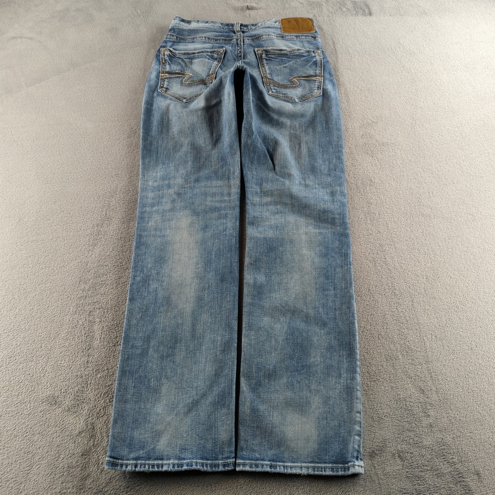 Silver Jeans ZAC Mens 30x34 Blue Light Wash Relaxed Straight Wide Baggy Grunge